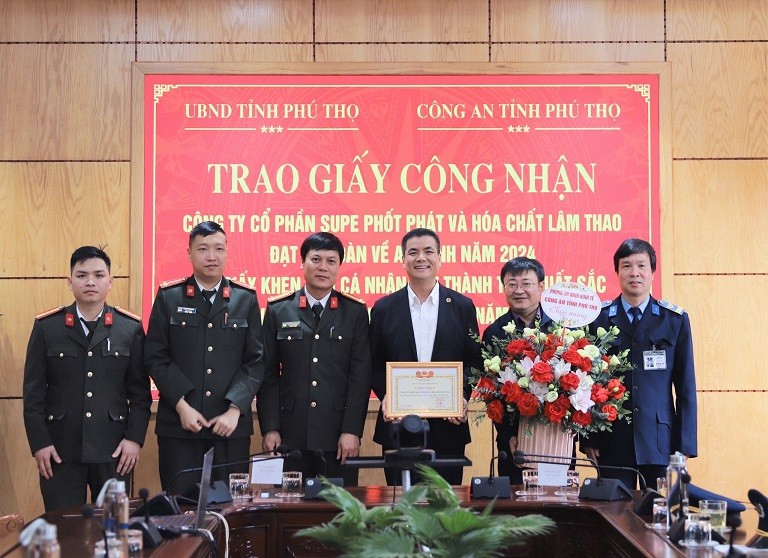 Supe Lâm Thao được công nhận đơn vị đạt chuẩn "An toàn về an ninh, trật tự" năm 2024