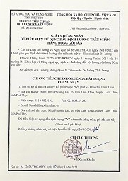 DOANH NGHIỆP ĐẦU TIÊN TRÊN CẢ NƯỚC VÀ DUY NHẤT TẠI PHÚ THỌ ĐƯỢC CẤP CHỨNG NHẬN SỬ DỤNG DẤU ĐỊNH LƯỢNG.