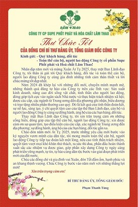 THƯ CHÚC TẾT CỦA ĐỒNG CHÍ BÍ THƯ ĐẢNG UỶ, TỔNG GIÁM ĐỐC CÔNG TY PHẠM THANH TÙNG
